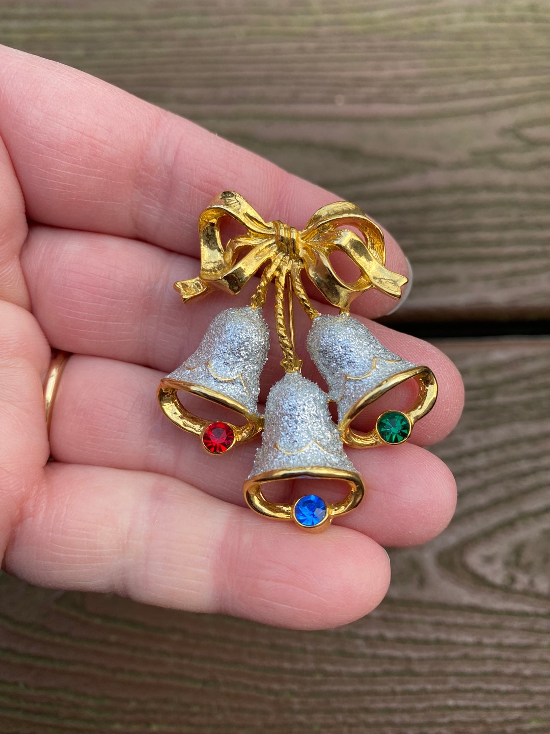 Broche Vintage En émail Et Strass - Pour Sac Ou Vêtement - Occasion