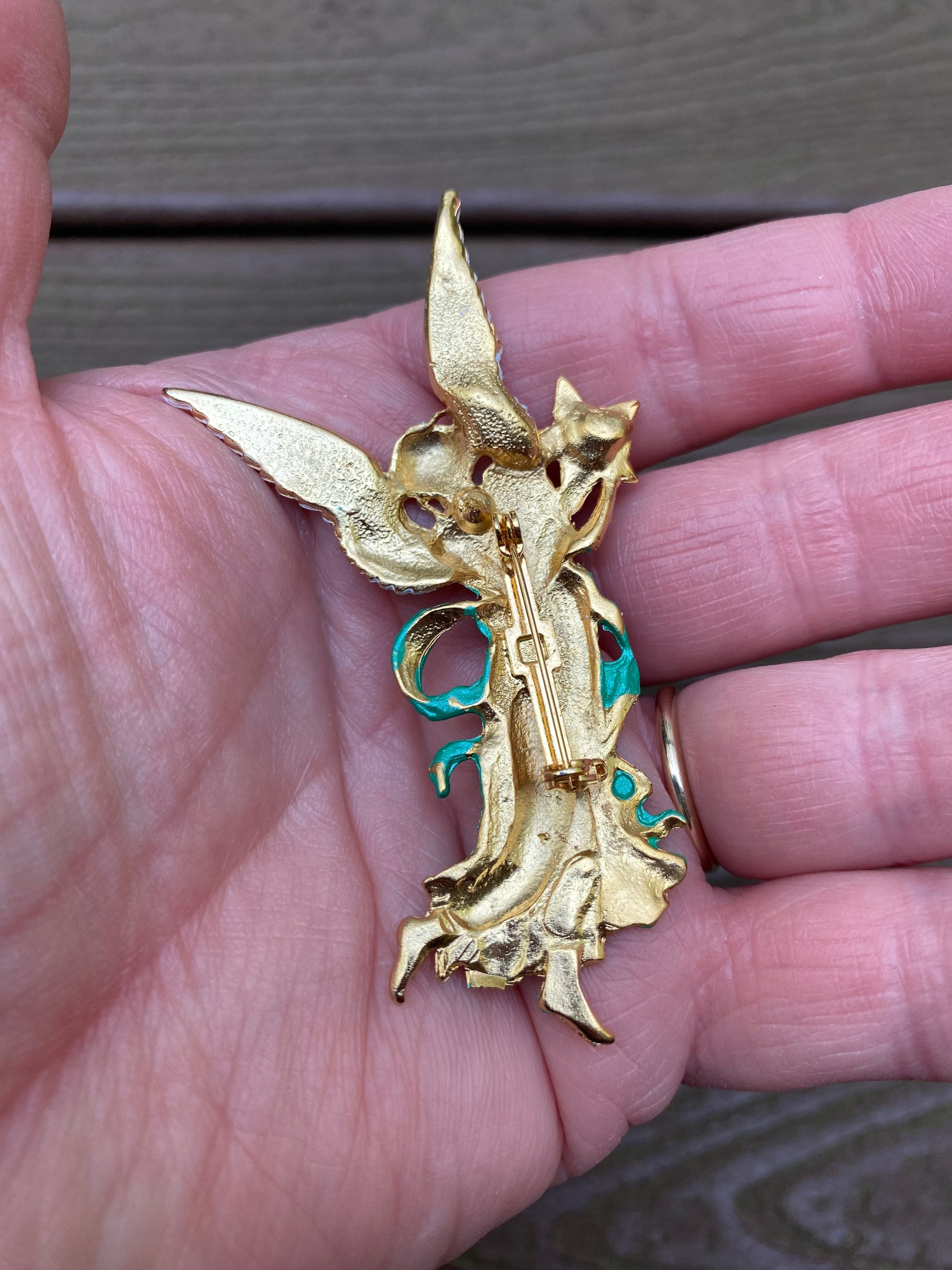 Vintage Jewelry Beautiful Fairy Pixie Angel With Sparkly