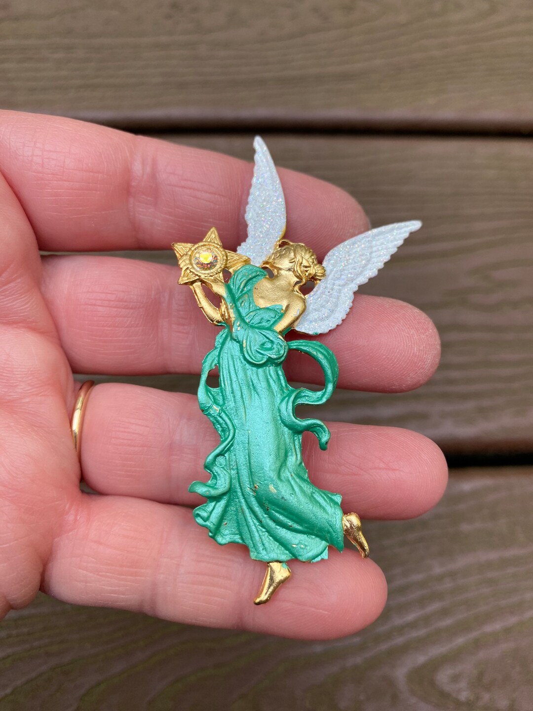 Vintage Jewelry Beautiful Fairy Pixie Angel With Sparkly