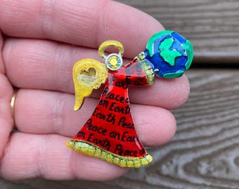 Broche Vintage Signée "Toute La Terre" - Bijou Ancien - Occasion