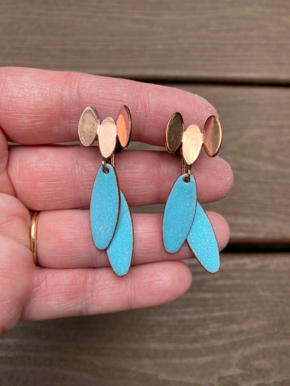 Vintage Jewelry Beautiful Mid Century Modern Enamel on Copper