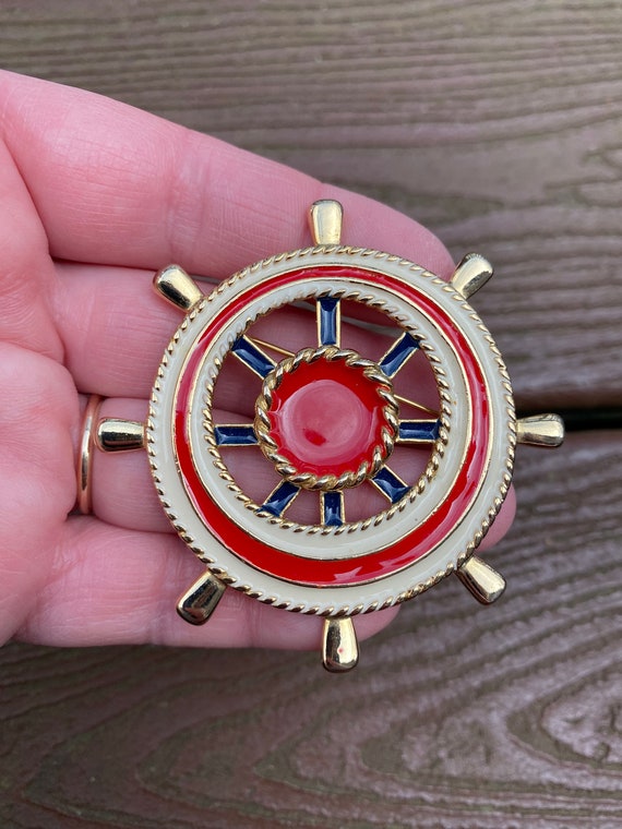 Vintage Jewelry Beautiful Red White and Blue Ename