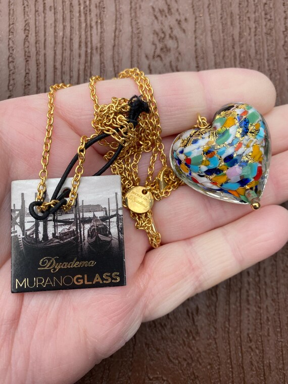 Vintage Jewelry Signed Dyadema Bronze Italy Gorgeous Murano Glass