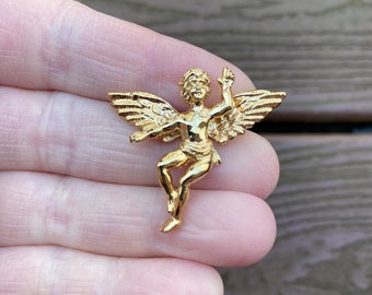 Vintage Schmuck signiert Kirk's Folly Lovely Gold Tone Angel Pin Brosche