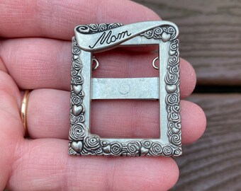 Vintage sieraden mooie tinnen moeder foto fotolijst Moederdag cadeau pin broche