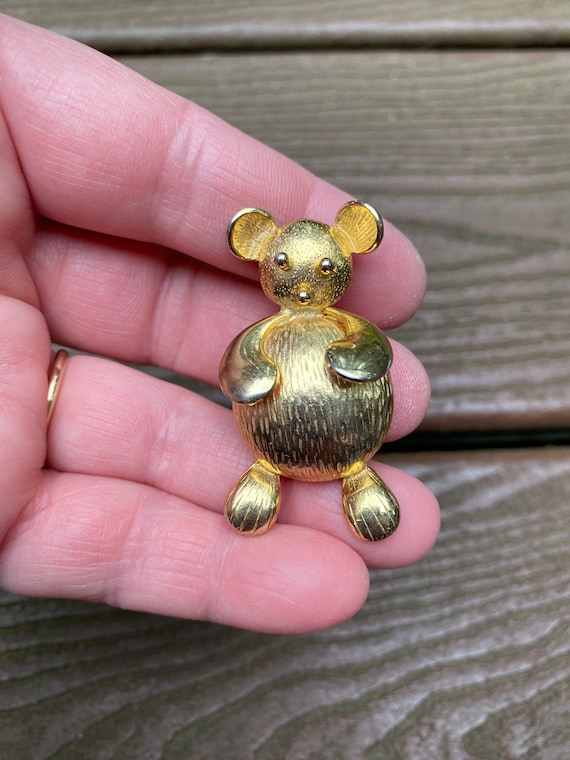 Vintage Jewelry Adorable Gold Tone Bear Pin Brooch