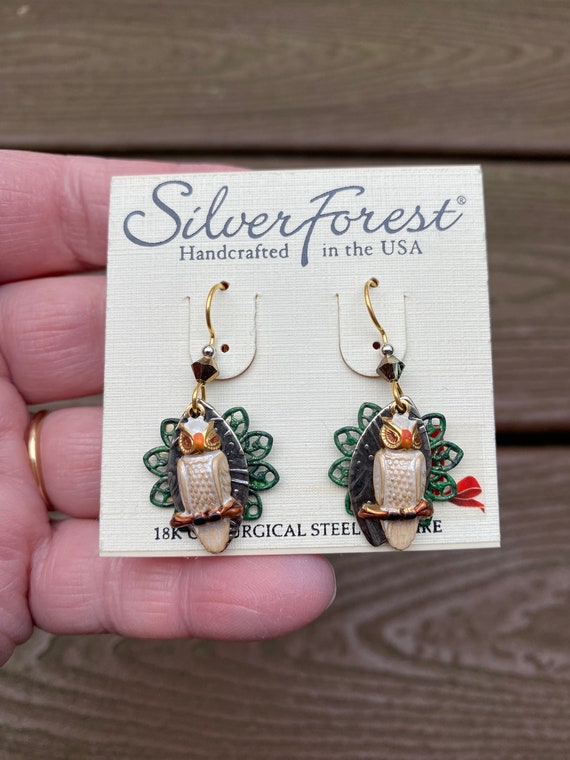 Vintage Jewelry Beautiful Silver Forest Owl Pierce