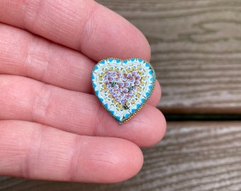 Vintage Jewelry Beautifully Detailed Italian Italy Mosaic Flowers Heart Pin Brooch
