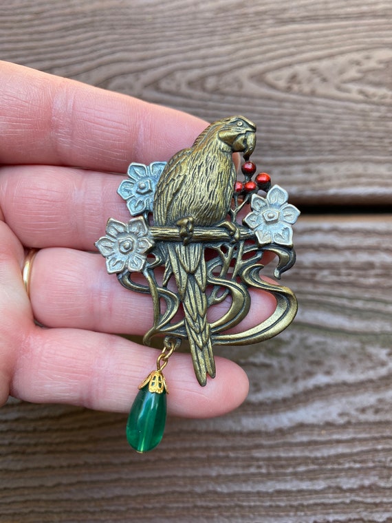 Buy Vintage Jewelry Signed JJ Jonette Beautiful Parrot Bird With