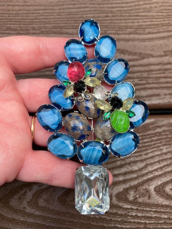 Vintage Jewelry Stunning Gale and Friends Rhinestone Christmas Tree with Flies Insects Bugs Pin Brooch