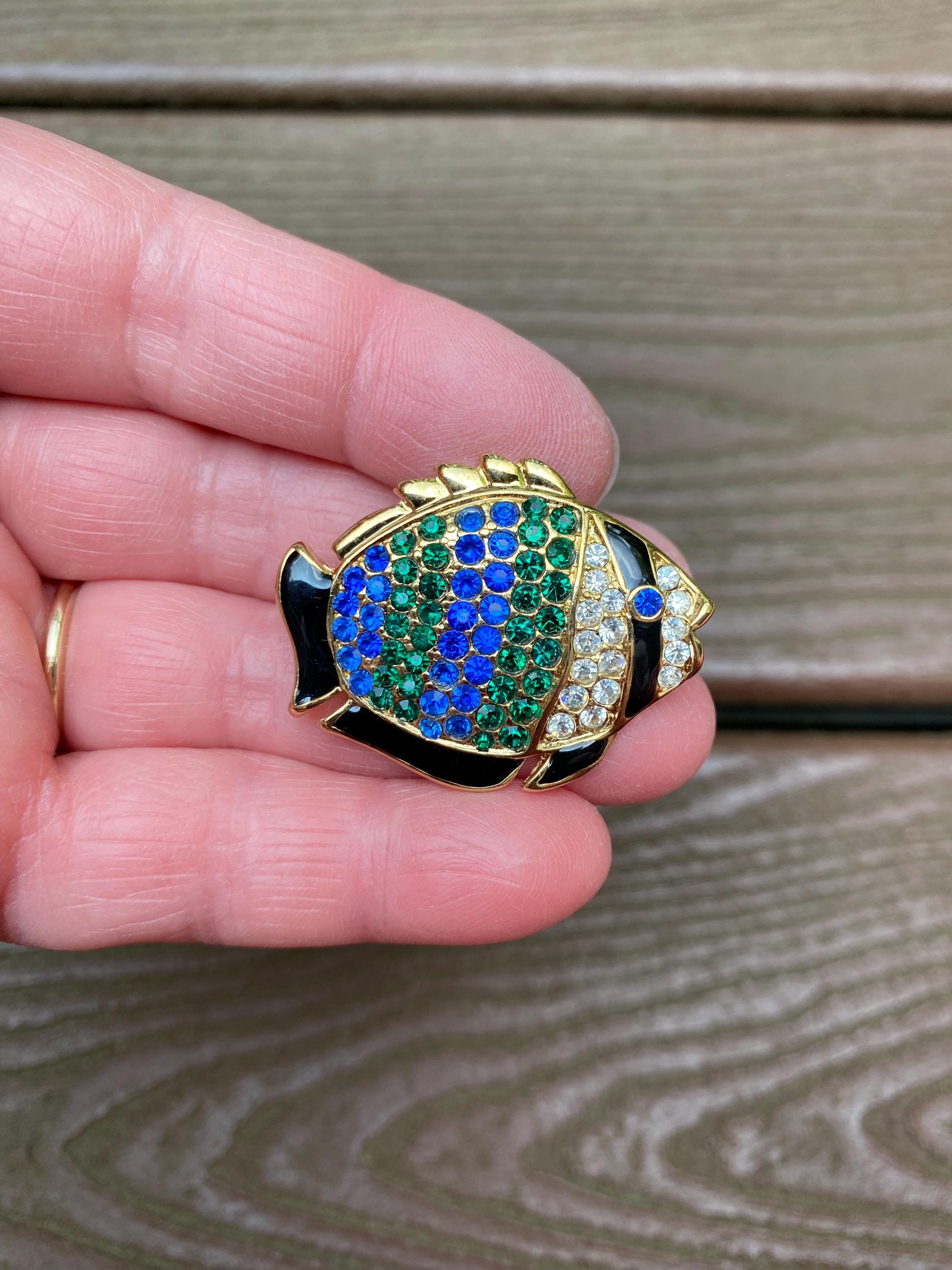 Vintage Jewelry Stunning Swarovski Crystal Rhinestone Tropical Fish Pin Brooch