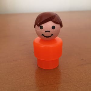 Vintage Fisher-Price Little People Orange Boy with Brown Hair