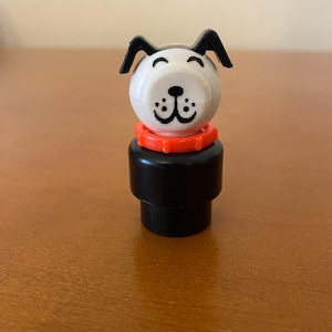 Vintage Fisher-Price Little People plastic gelukshondje met rode kraag