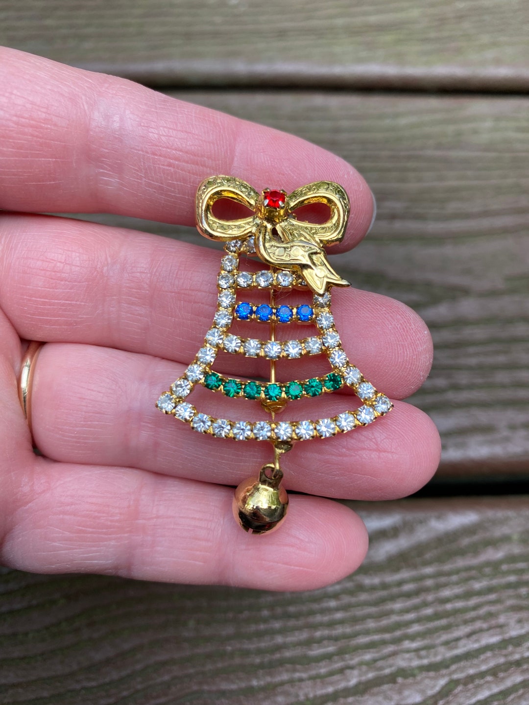 Broche Vintage Métal Doré Strass - Élégante Et Rétro - Occasion