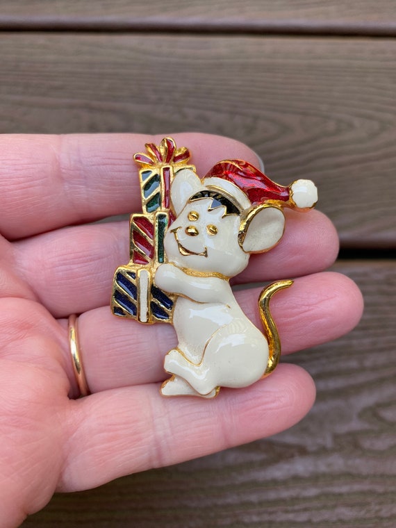 Vintage Jewelry Signed SFJ Adorable Enamel Mouse Carrying Etsy