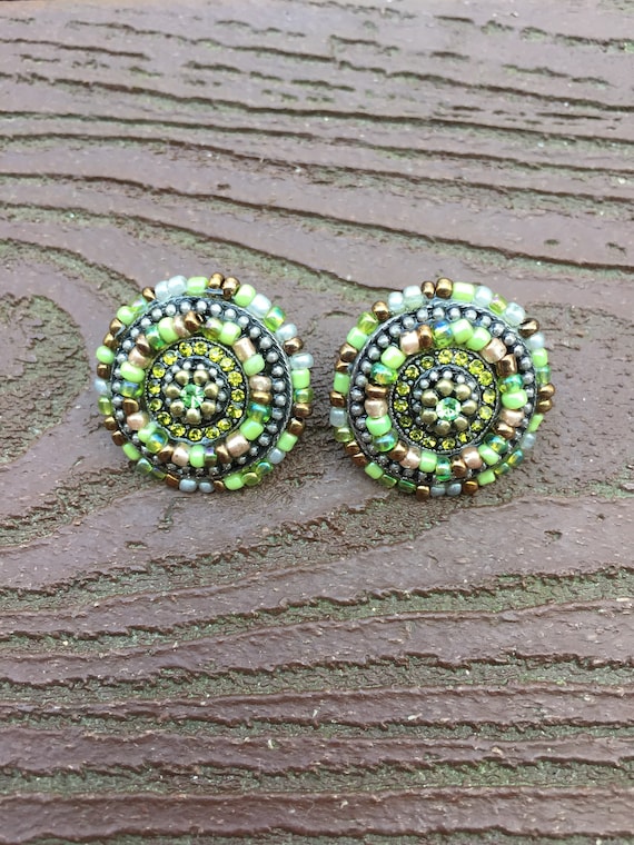 Vintage Jewelry Coldwater Creek Gorgeous Green Pierced Earrings