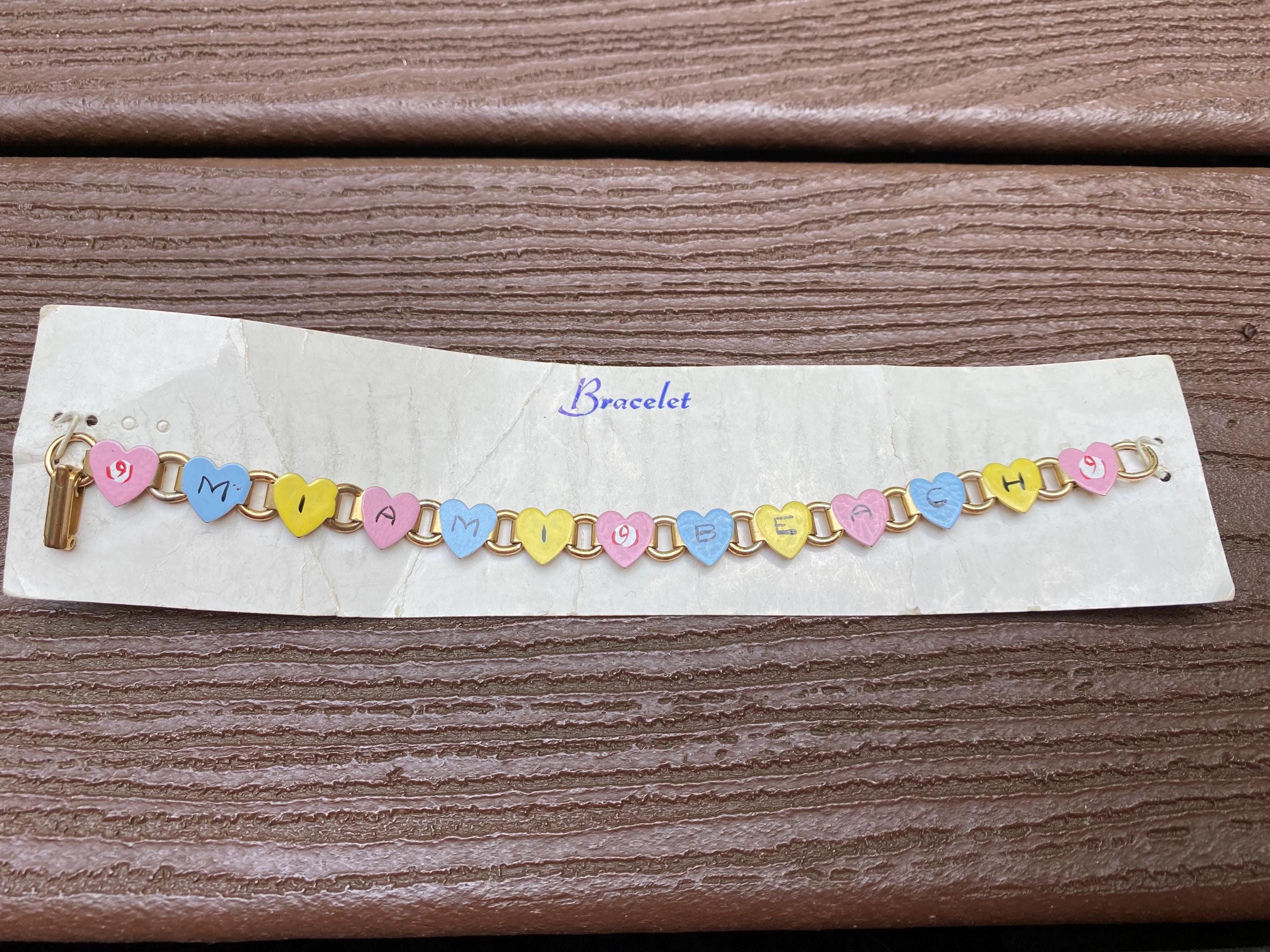 Vintage Jewelry Adorable 1950s Enamel Miami Beach Bracelet New on Card