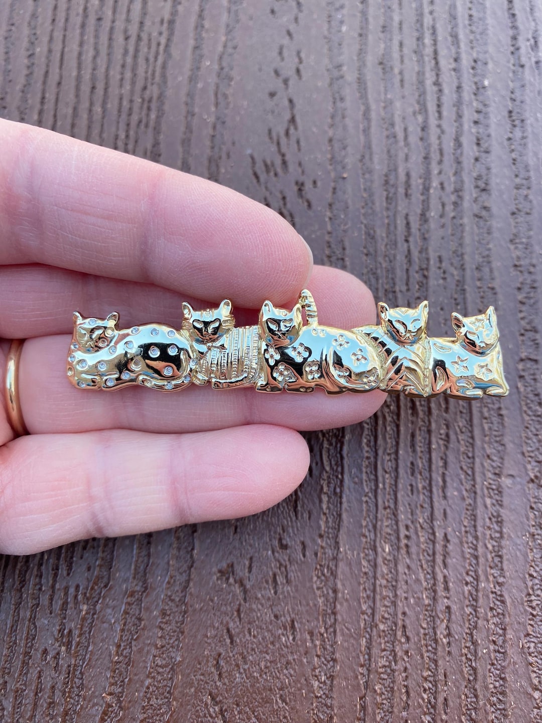 Vintage Jewelry Signed AJC Adorable Gold Tone Kitty Cat Friends Pin ...