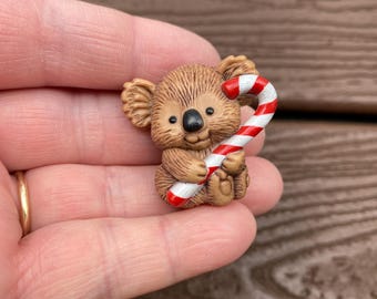 Vintage Jewelry Signed Hallmark Adorable Christmas Koala With