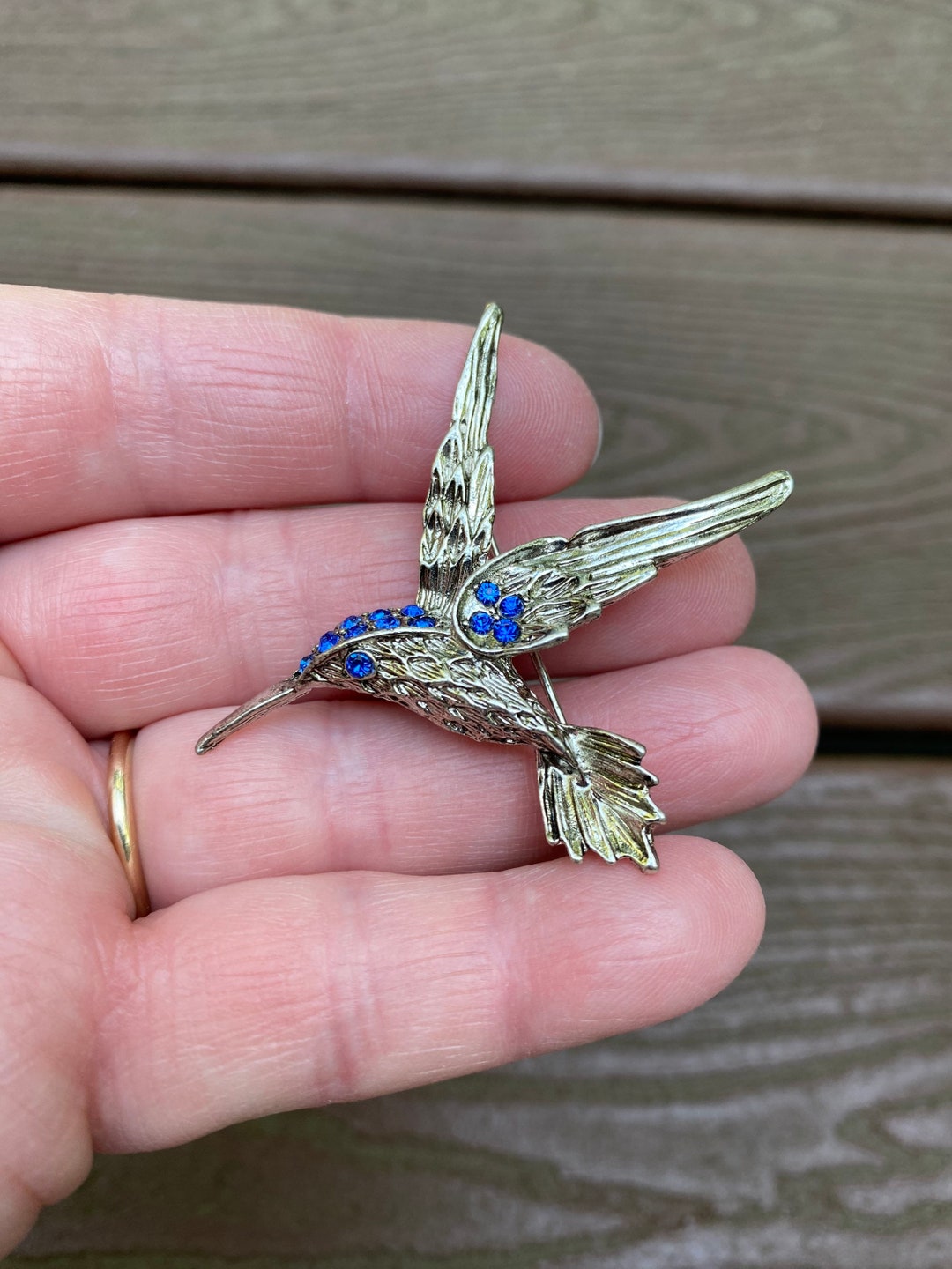 Bijoux Regionaux Broche Colibri Avec Strass - France Collier Turquoise