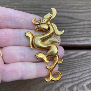 Vintage Jewelry Signed MMA Metropolitan Museum of Art Gold Tone Dragon Pin Brooch and Pendant