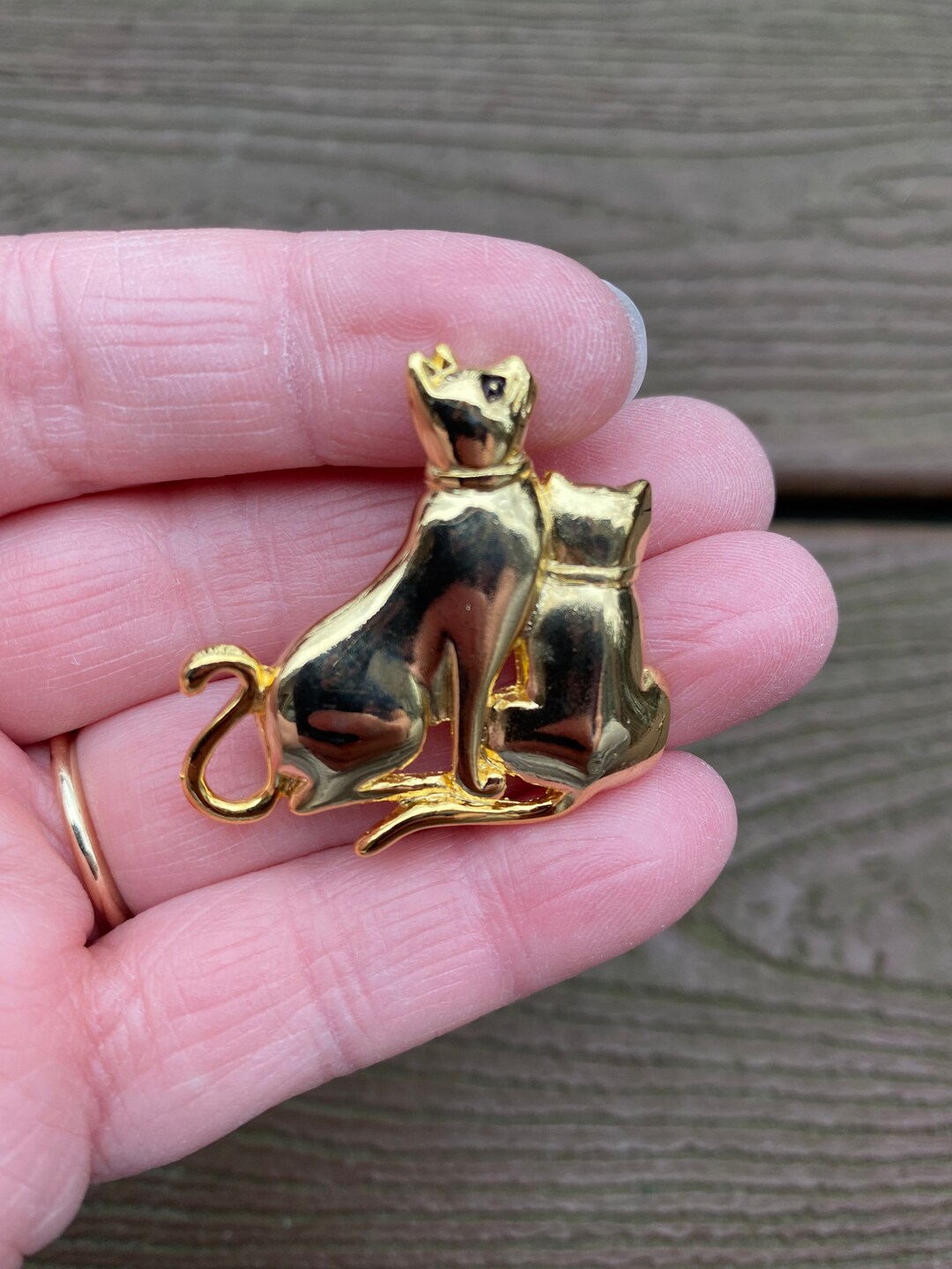 Vintage Jewelry Adorable Gold Tone Kitty Cat Friends Pin Brooch - Etsy