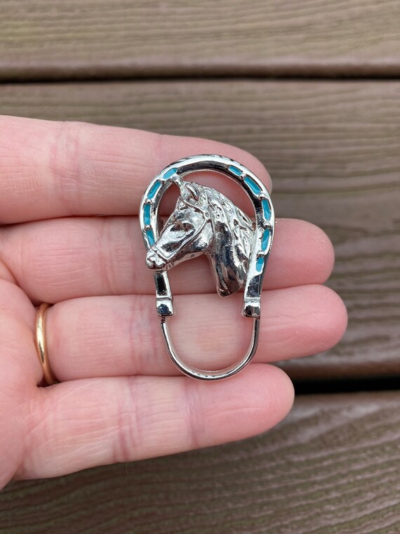 Vintage Jewelry Beautiful Silver Tone and Enamel Horse Glasses