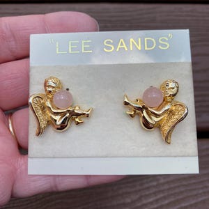 Vintage Schmuck Schöne Lee Sands Engel durchbohrte Ohrringe neu auf Karte