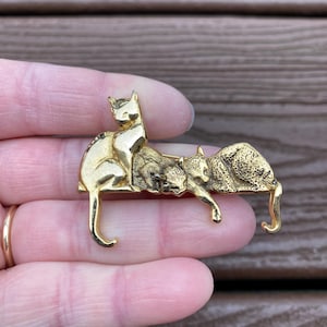 Vintage Schmuck signiert MFA Schöne Kunst Museum of Fine Arts Triple Cat Pin Brosche