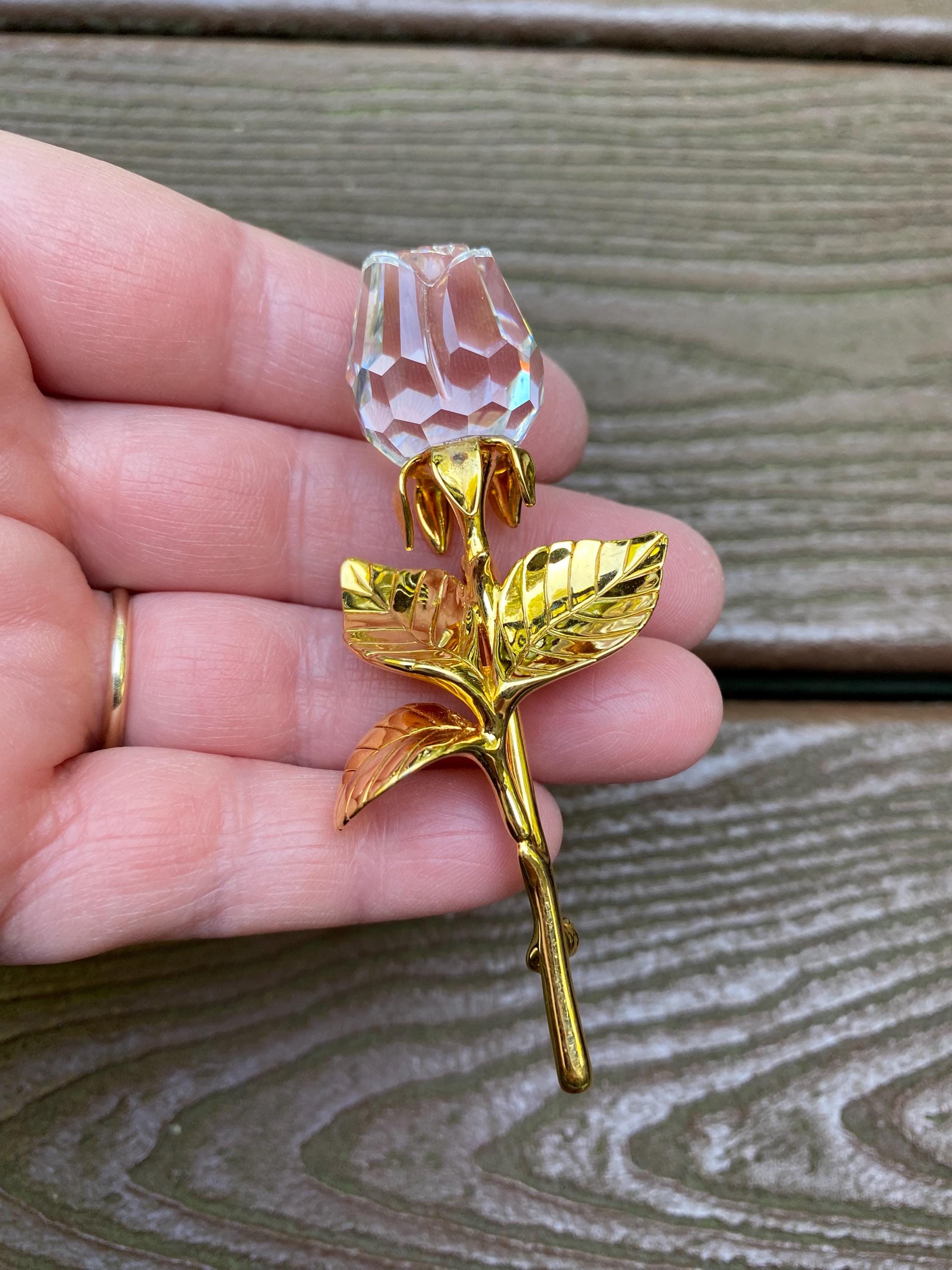 Swarovski Crystal Rose Brooch - Etsy