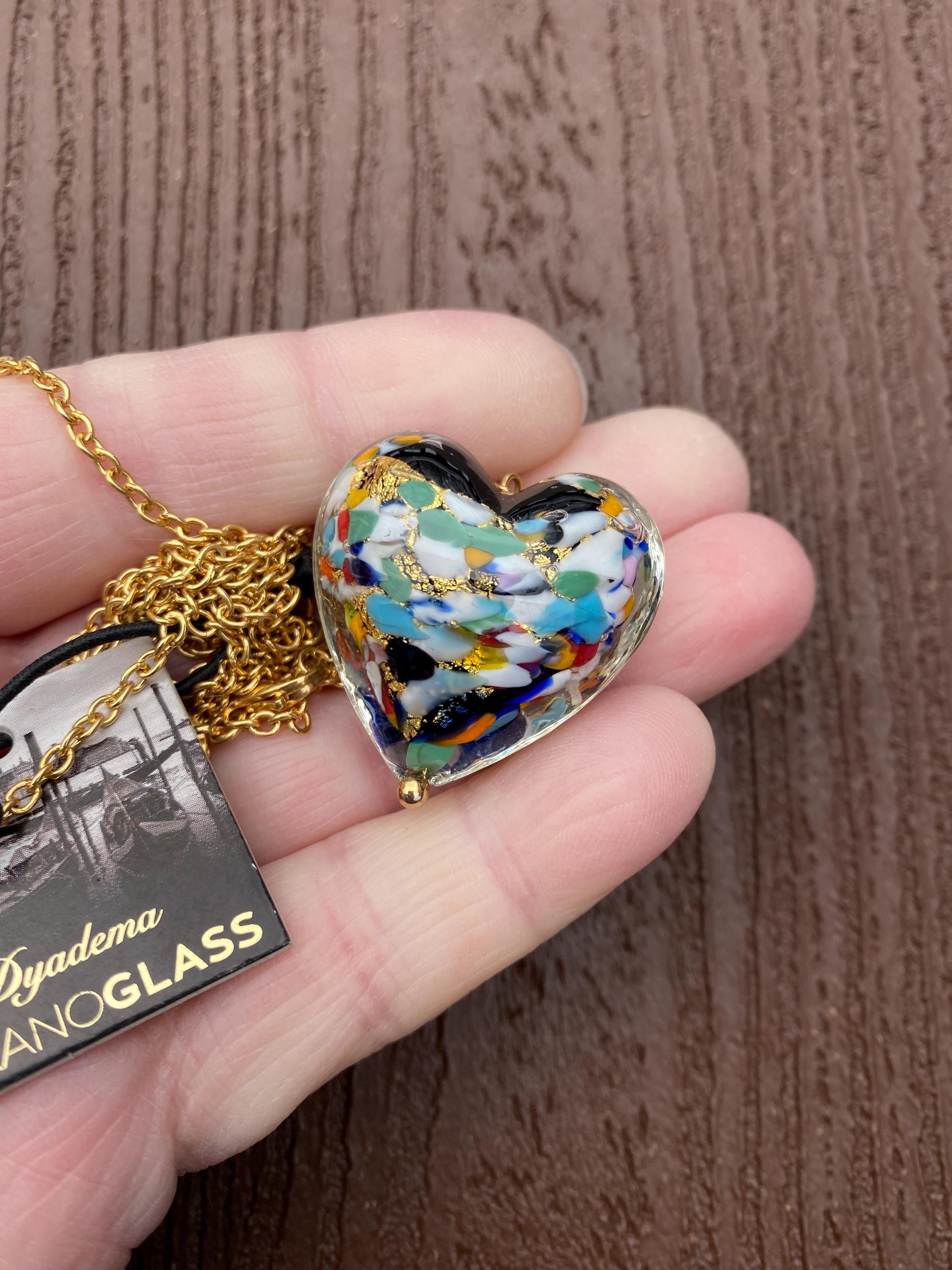 Vintage Jewelry Signed Dyadema Bronze Italy Gorgeous Murano Glass