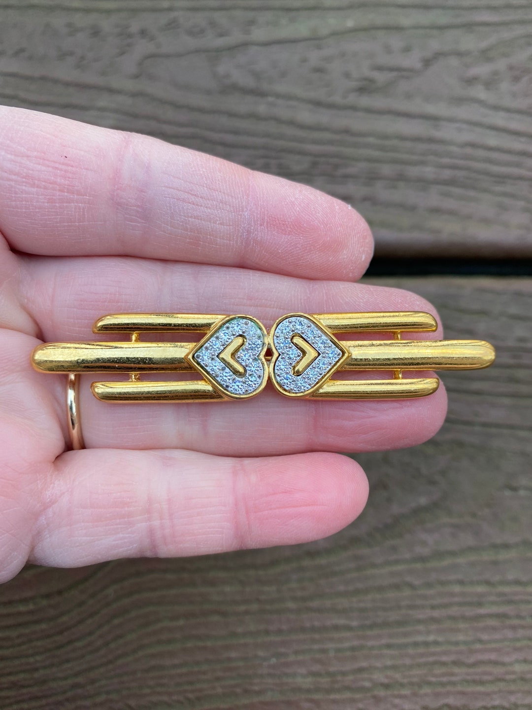 VTG années 1920 pâte de tournesol strass broche pot métal art déco floral broches - France