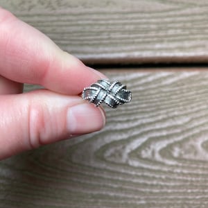 Vintage Jewelry Signed Avon Beautiful 1970s New Old Stock Silver Tone Knot Adjustable Ring