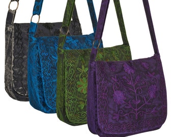 bolso de hombro bordado con flores