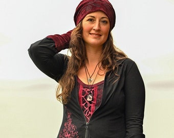 Veste de lutin pointue avec capuche, veste longue bohème, vêtements de festival hippie et féerique, veste de sorcière, manteau de fée jusqu'à grande taille