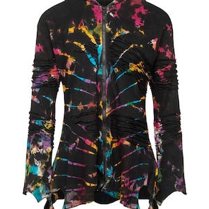 Tie Dye Pixie Hooded Jacket - Razor Cut, Stretchy Cotton