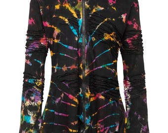 Batik Pixie Kapuzenjacke - Rasiermesser Schnitt, Dehnbare Baumwolle