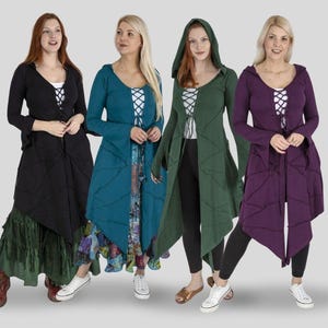 Gilet sans manches à lacets Raven | Haut sorcière à capuche avec ourlet lutin