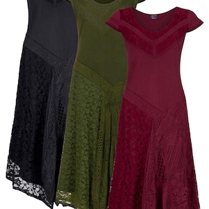 New cap sleeve lace and crochet pixie dress FLATTERING City Chic Casual Bohemian Hippie Clothing ELF dress Medieval clothes up to PLUS size