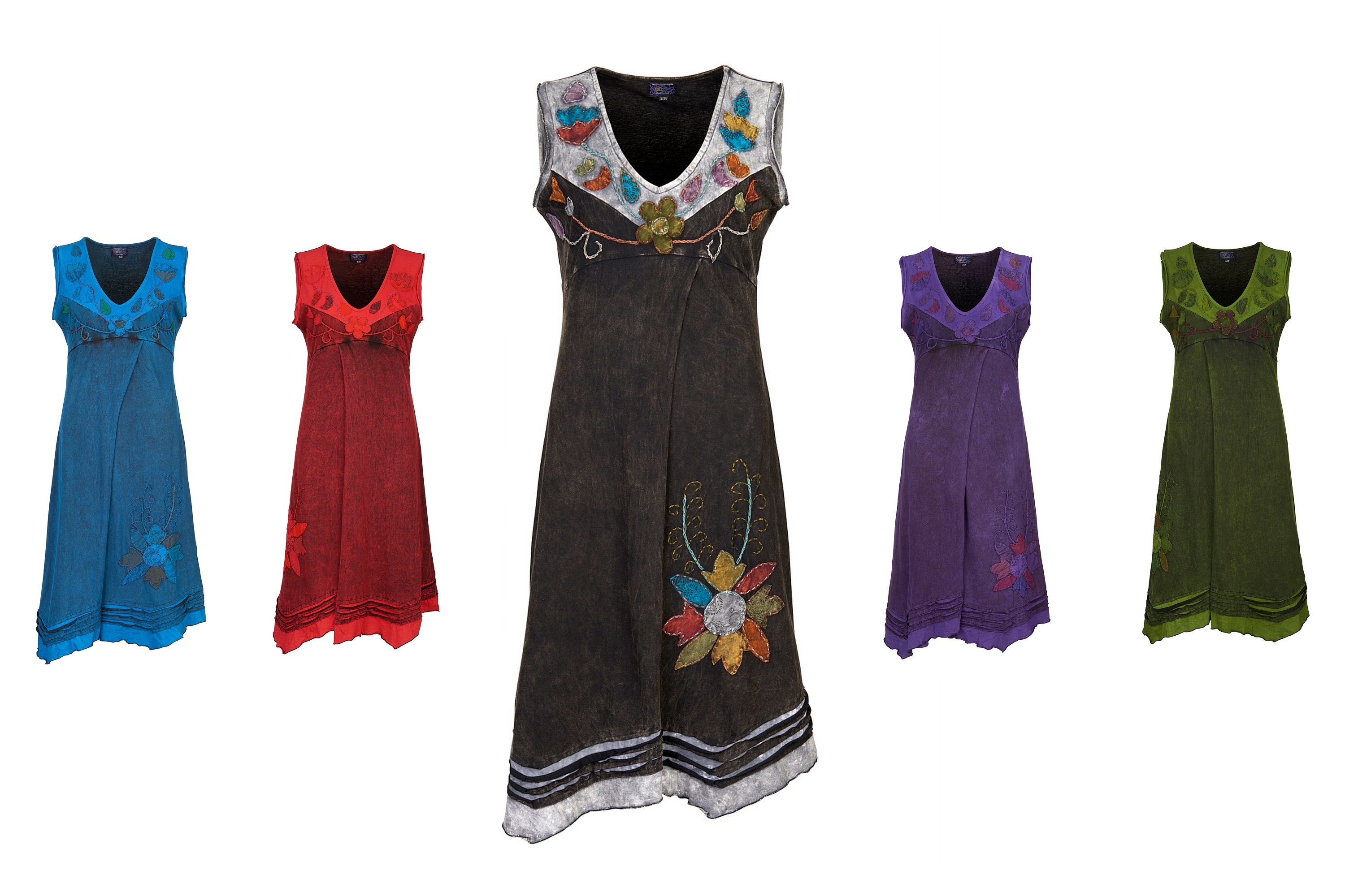 Mid Length Sleeveless Flower Dress up to PLUS Size Bohemian Etsy UK