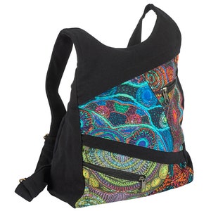 New Boho style patchwork backpack hippie rucksack rainbow colour fair trade handmade shoulder bag