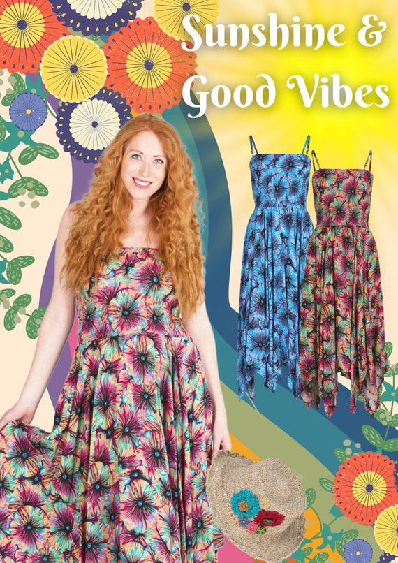 New Flower Dress Handkerchief Hem BOHO Dress PIXIE Pointed Hem - Etsy UK