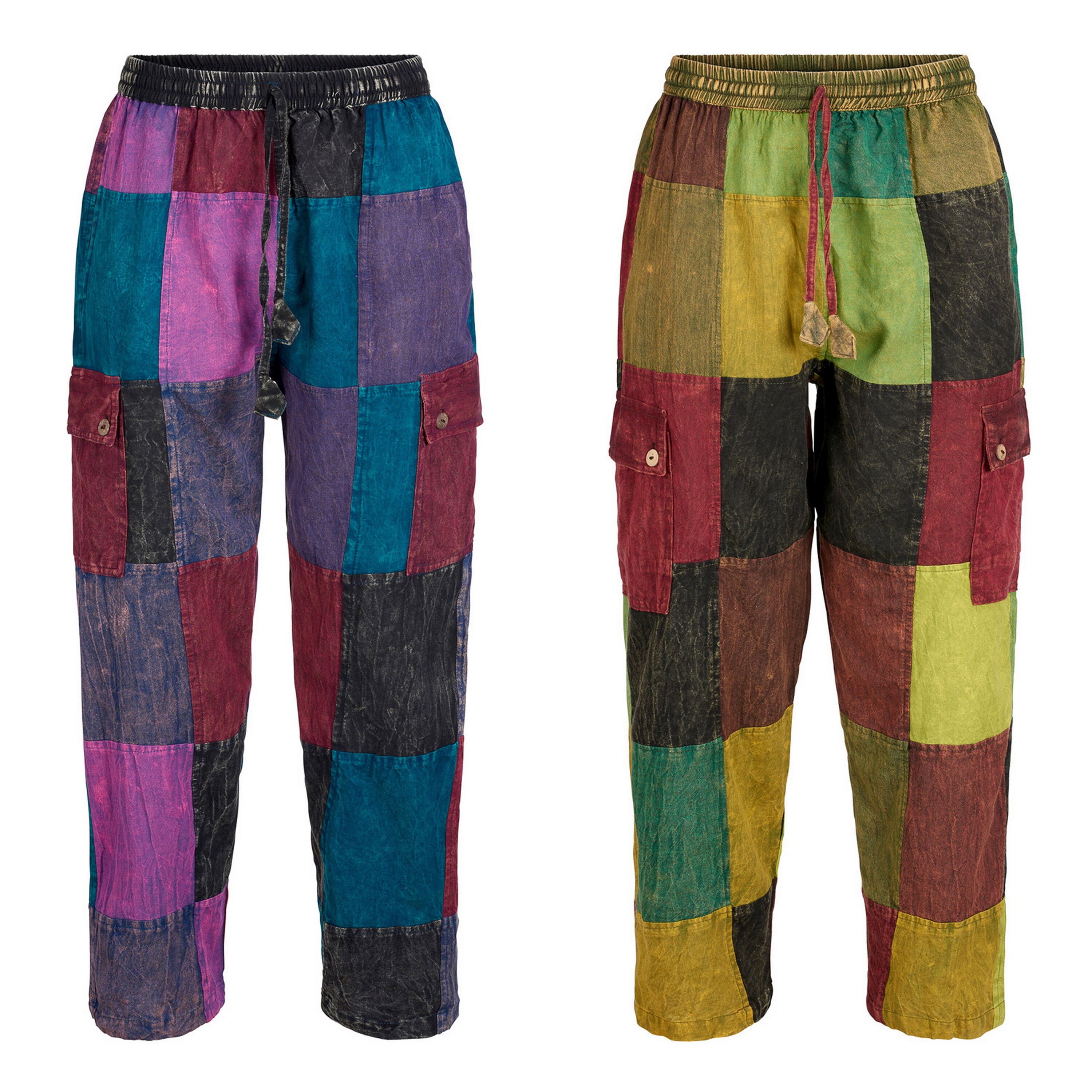 Image of Long Patchwork Cargo Trousers