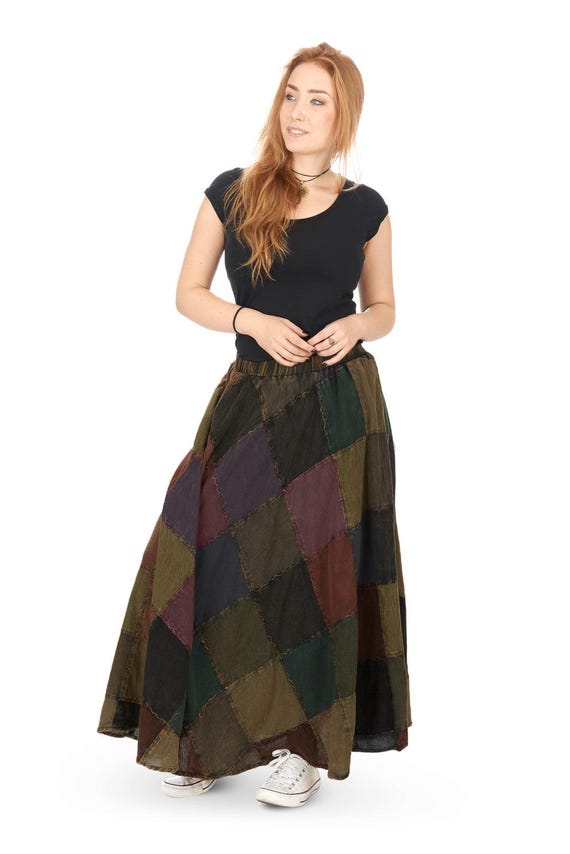 New LONG Patchwork Hippie Skirt Available in Several Sizes Purple