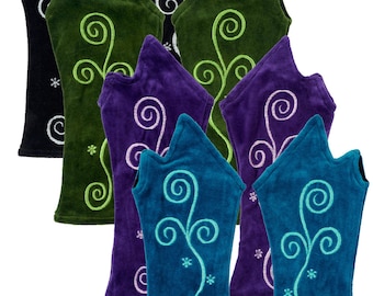 Swirly spiral pixie pointed wrist warmers