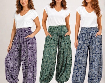 Azteken Cuff Boho Hose | Leichte Festival Hose aus Baumwolle