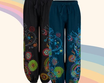 New long baggy trousers with stunning embroidery hippie pants festival clothes - available up to XXL size