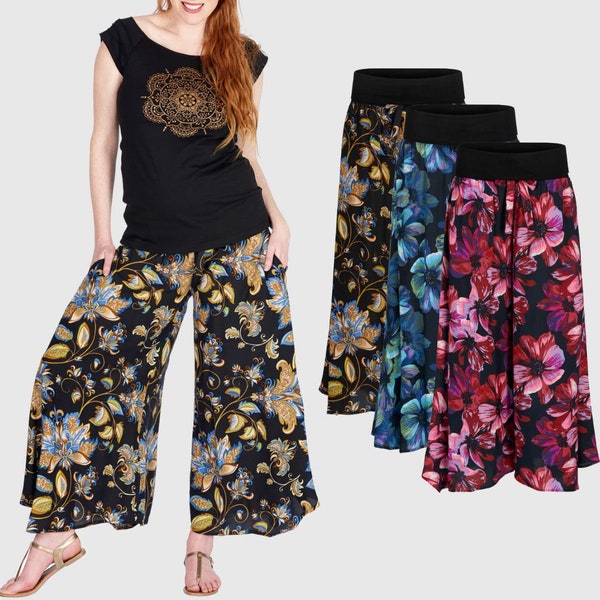 New Bohemian flared PALAZZO TROUSERS with pockets hippy clothing available up to PLUS size