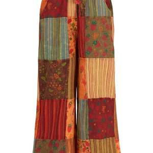 Patchwork wide leg trousers with pockets