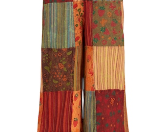 Patchwork wide leg trousers with pockets